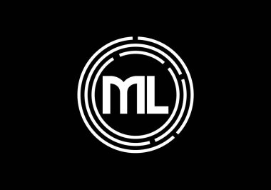 İlk Monogram M L Logo Tasarım Vektör Şablonu. ML Harf Logo Tasarımı