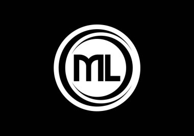 İlk Monogram M L Logo Tasarım Vektör Şablonu. ML Harf Logo Tasarımı