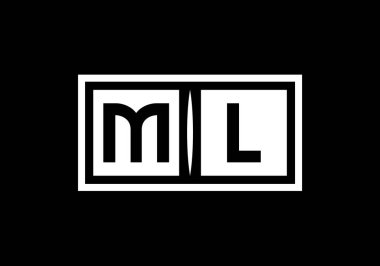 İlk Monogram M L Logo Tasarım Vektör Şablonu. ML Harf Logo Tasarımı