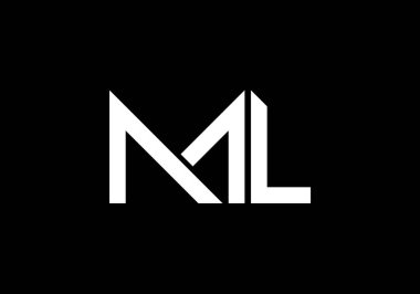 İlk Monogram M L Logo Tasarım Vektör Şablonu. ML Harf Logo Tasarımı