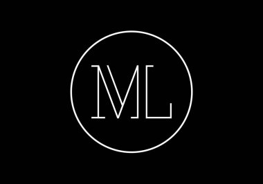 İlk Monogram M L Logo Tasarım Vektör Şablonu. ML Harf Logo Tasarımı