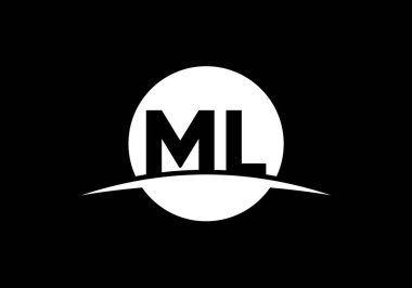 İlk Monogram M L Logo Tasarım Vektör Şablonu. ML Harf Logo Tasarımı