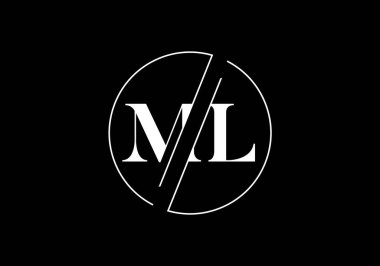 İlk Monogram M L Logo Tasarım Vektör Şablonu. ML Harf Logo Tasarımı
