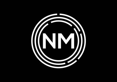 İlk Monogram Harf N M Logo Tasarım Vektör Şablonu. NM Harf Logosu Tasarımı