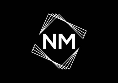 İlk Monogram Harf N M Logo Tasarım Vektör Şablonu. NM Harf Logosu Tasarımı