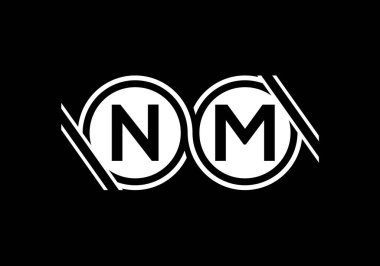 İlk Monogram Harf N M Logo Tasarım Vektör Şablonu. NM Harf Logosu Tasarımı
