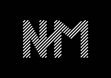 İlk Monogram Harf N M Logo Tasarım Vektör Şablonu. NM Harf Logosu Tasarımı