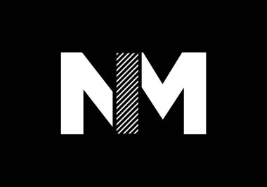 İlk Monogram Harf N M Logo Tasarım Vektör Şablonu. NM Harf Logosu Tasarımı