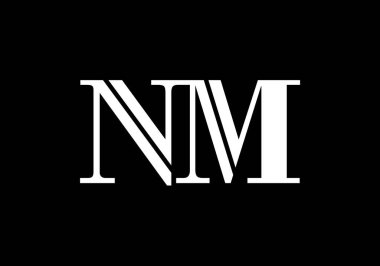 İlk Monogram Harf N M Logo Tasarım Vektör Şablonu. NM Harf Logosu Tasarımı