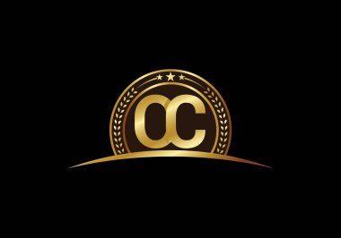 İlk Monogram Harf O C Logo Tasarım Vektör Şablonu. OC Harf Logosu Tasarımı