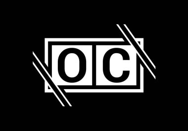 İlk Monogram Harf O C Logo Tasarım Vektör Şablonu. OC Harf Logosu Tasarımı