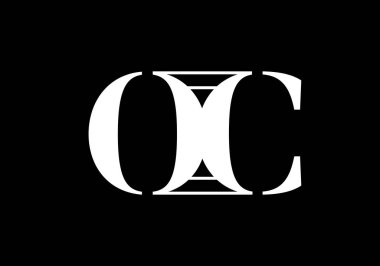 İlk Monogram Harf O C Logo Tasarım Vektör Şablonu. OC Harf Logosu Tasarımı