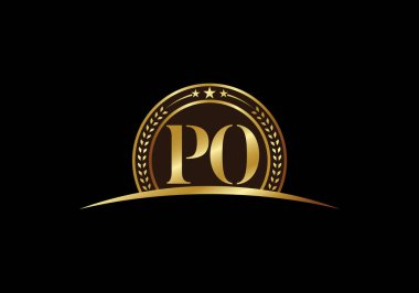Baş Monogram Harf P O Logo Tasarım Vektör Şablonu. Posta Mektup Logosu Tasarımı