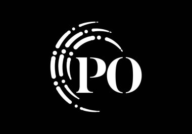 Baş Monogram Harf P O Logo Tasarım Vektör Şablonu. Posta Mektup Logosu Tasarımı