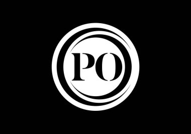Baş Monogram Harf P O Logo Tasarım Vektör Şablonu. Posta Mektup Logosu Tasarımı