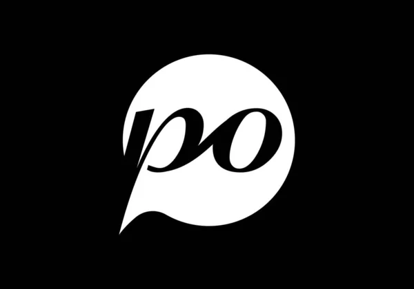 初期のモノグラム文字P Oロゴデザインベクトルテンプレート Poレターロゴデザイン — ストックベクタ