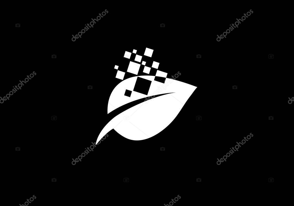 Creative Leaf Technology Logo Design Template, Green Technology logo designs concept