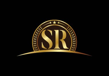 İlk Monogram S R Logo Tasarım Vektör Şablonu. SR Harf Logosu Tasarımı