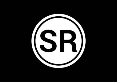 İlk Monogram S R Logo Tasarım Vektör Şablonu. SR Harf Logosu Tasarımı