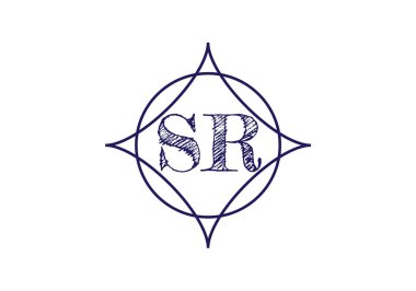 İlk Monogram S R Logo Tasarım Vektör Şablonu. SR Harf Logosu Tasarımı