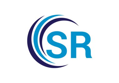 İlk Monogram S R Logo Tasarım Vektör Şablonu. SR Harf Logosu Tasarımı