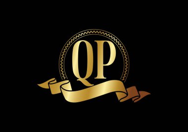 Baş Monogram Harf Q P Logo Tasarım Vektör Şablonu. QP Harf Logo Tasarımı
