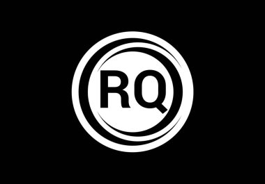 Baş Monogram Harf R Q Logo Tasarım Vektör Şablonu. RQ Harfi Logo Tasarımı