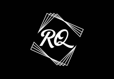 Baş Monogram Harf R Q Logo Tasarım Vektör Şablonu. RQ Harfi Logo Tasarımı