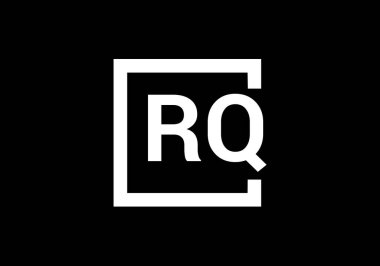 Baş Monogram Harf R Q Logo Tasarım Vektör Şablonu. RQ Harfi Logo Tasarımı