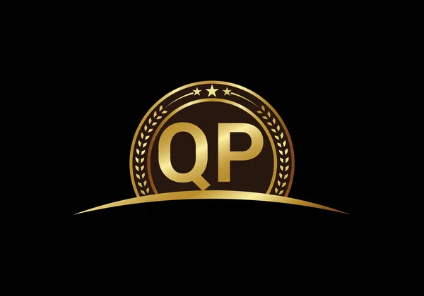 初期のモノグラム文字Q Pロゴデザインベクトルテンプレート Qpレターロゴデザイン — ストックベクタ