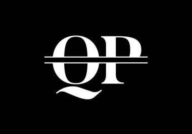 Baş Monogram Harf Q P Logo Tasarım Vektör Şablonu. QP Harf Logo Tasarımı