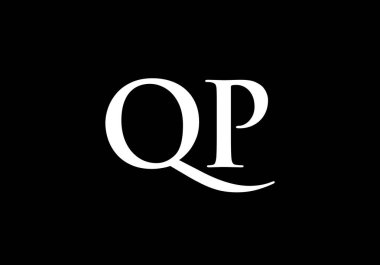 Baş Monogram Harf Q P Logo Tasarım Vektör Şablonu. QP Harf Logo Tasarımı
