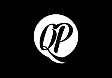 Baş Monogram Harf Q P Logo Tasarım Vektör Şablonu. QP Harf Logo Tasarımı