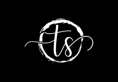 İlk Monogram Harf T S Logo Tasarım Vektör Şablonu. TS Harf Logosu Tasarımı