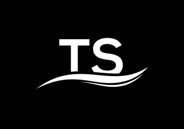 İlk Monogram Harf T S Logo Tasarım Vektör Şablonu. TS Harf Logosu Tasarımı