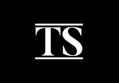 İlk Monogram Harf T S Logo Tasarım Vektör Şablonu. TS Harf Logosu Tasarımı