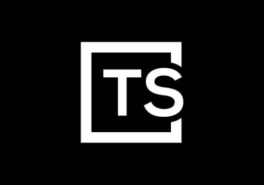 İlk Monogram Harf T S Logo Tasarım Vektör Şablonu. TS Harf Logosu Tasarımı