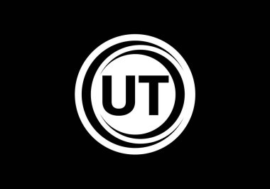 İlk Monogram Mektup U T Logo Tasarım Vektör Şablonu. UT Harfi Logo Tasarımı