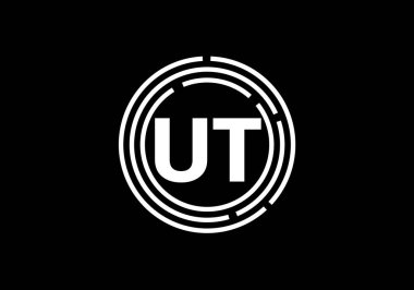 İlk Monogram Mektup U T Logo Tasarım Vektör Şablonu. UT Harfi Logo Tasarımı