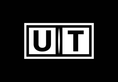 İlk Monogram Mektup U T Logo Tasarım Vektör Şablonu. UT Harfi Logo Tasarımı