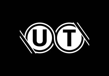 İlk Monogram Mektup U T Logo Tasarım Vektör Şablonu. UT Harfi Logo Tasarımı