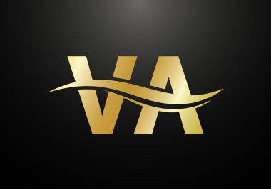 İlk Monogram Harf V A Logo Tasarım Vektör Şablonu. Şirket İş Kimliği için Grafik Alfabesi Sembolü