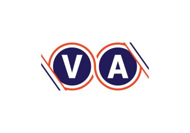 İlk Monogram Harf V A Logo Tasarım Vektör Şablonu. VA Harf Logosu Tasarımı
