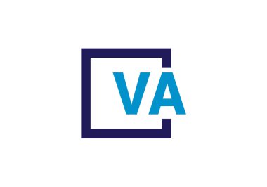 İlk Monogram Harf V A Logo Tasarım Vektör Şablonu. VA Harf Logosu Tasarımı