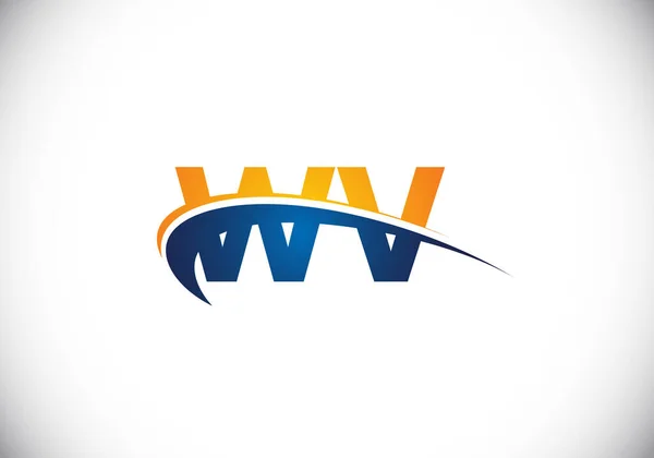 初始单字W V标志设计矢量模板 企业身份的图形化字母符号 — 图库矢量图片