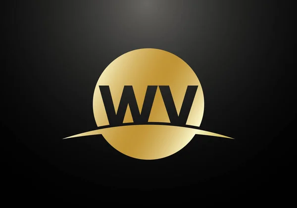 初始单字W V标志设计矢量模板 企业身份的图形化字母符号 — 图库矢量图片