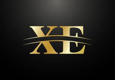 İlk Monogram Mektup V E Logo Tasarım Vektör Şablonu. Şirket İş Kimliği için Grafik Alfabesi Sembolü