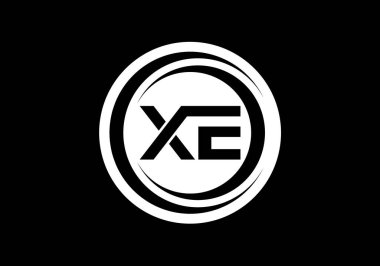 İlk Monogram Harf X E Logo Tasarım Vektör Şablonu. XE Harf Logosu Tasarımı