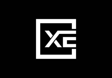 İlk Monogram Harf X E Logo Tasarım Vektör Şablonu. XE Harf Logosu Tasarımı
