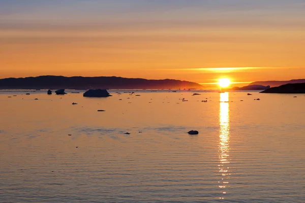 Nyugat-Grönland Ilulissat Jakobshavn Jacobshaven ég naplemente — Stock Fotó